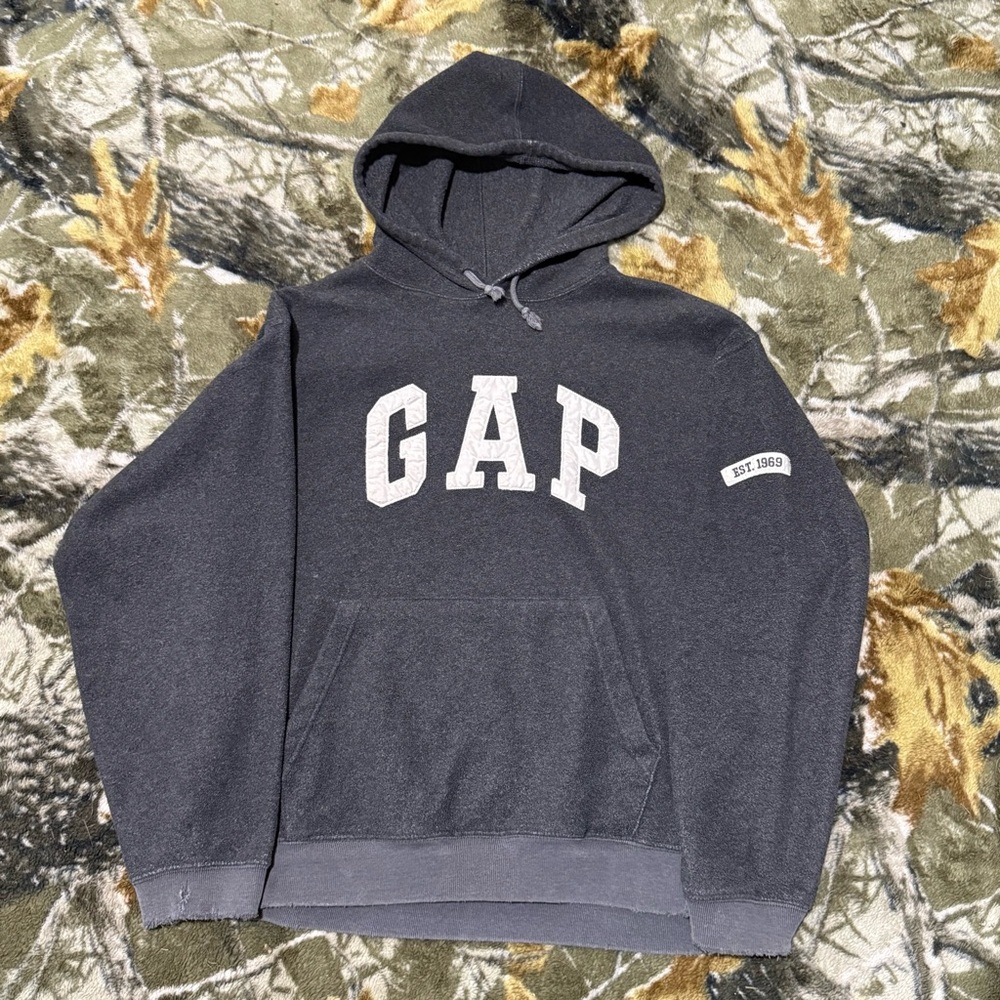 Vintage Gap Charcoal Fleece Oversized Pullover Hoodie